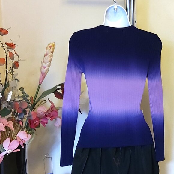 NWT Women’s Purple Dip-dyed Lightweight V Neck Long Sleeve Cardigan Sweater - Picture 7 of 7